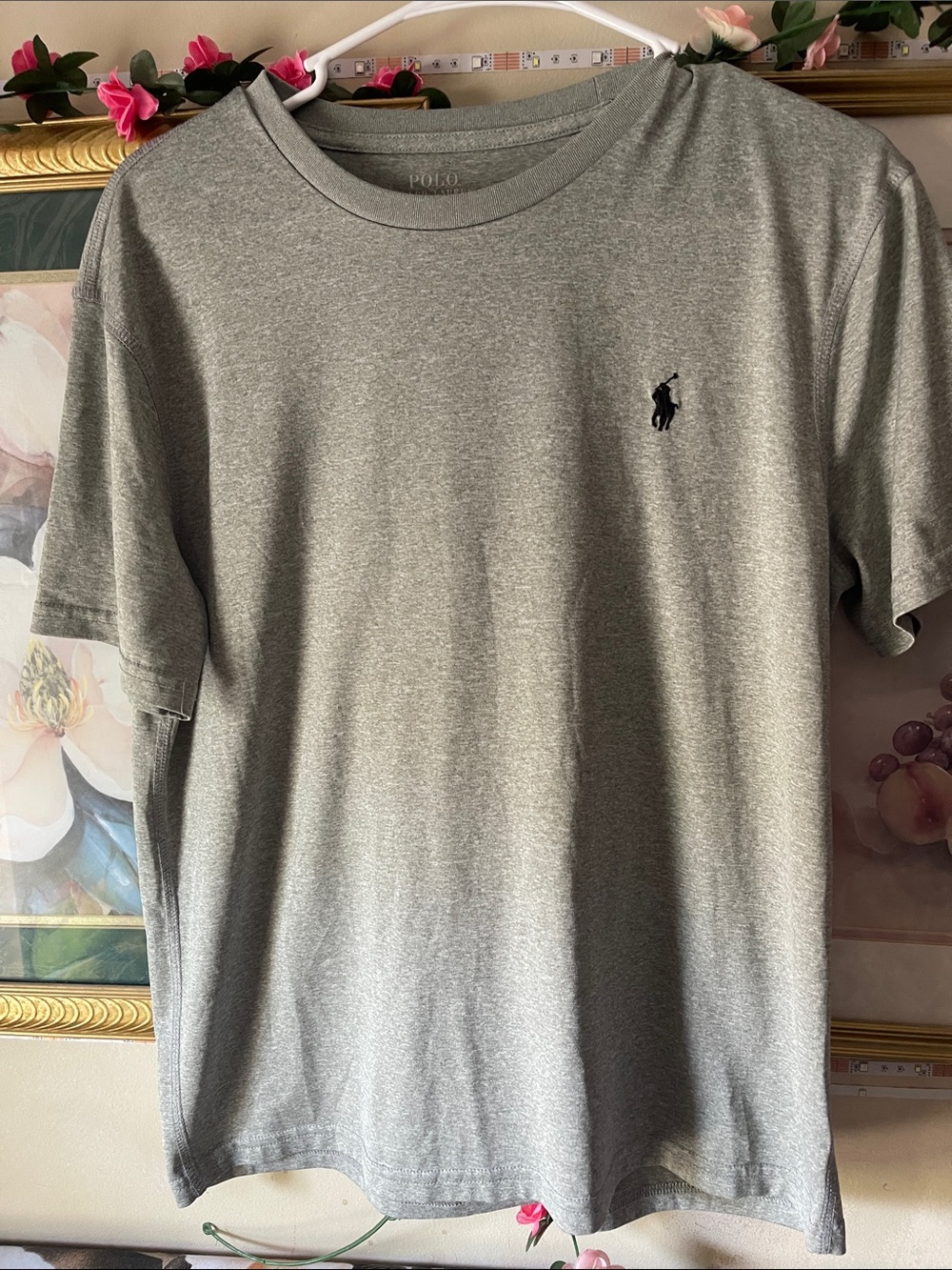 Polo by Ralph Lauren Light Gray Crew Neck Tee with Navy Logo